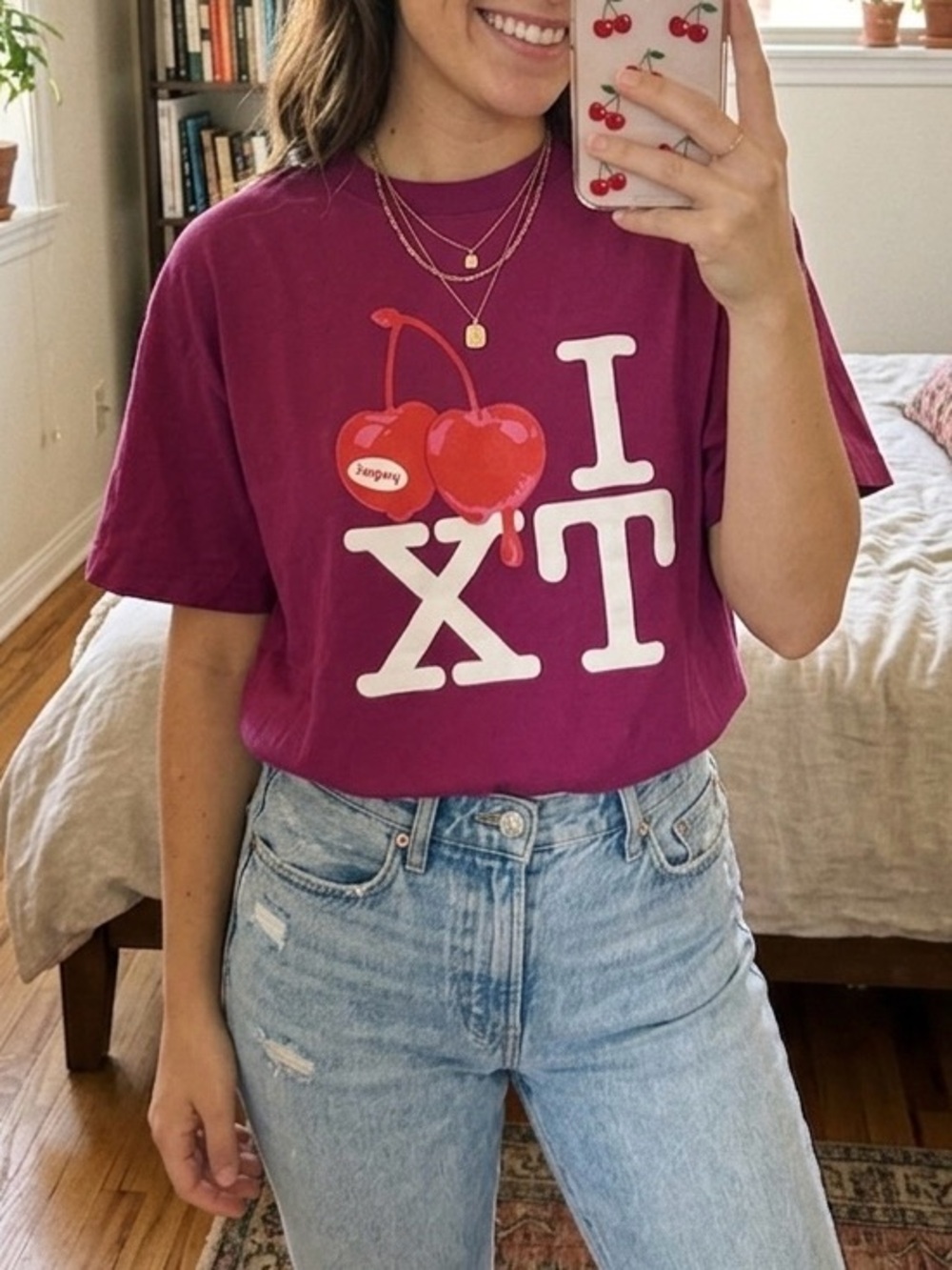 Poppi Soda I Love TX Cherry Graphic Tee Texas Promo Shirt Sz L